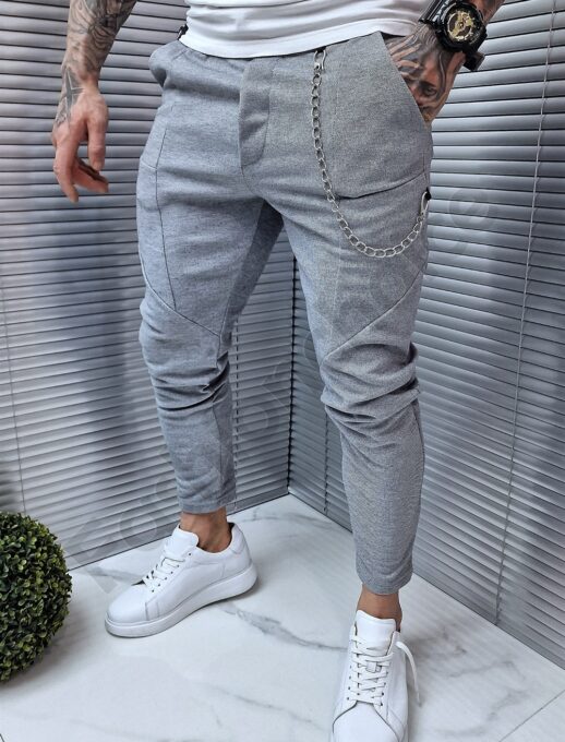 Pantalon sport-elegant cu croi modern-gri cod 4009-1