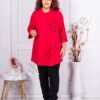 Camasa maxi cu broderie de arta-rosu cod 1357-1
