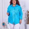 Geaca maxi cu broderie englezeasca-turcoaz cod 10025-3