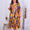 Rochie maxi cu imprimeu in degrade-ocru cod 23824-4