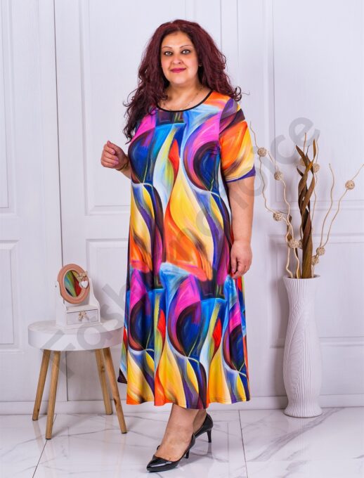 Rochie maxi cu imprimeu in degrade-aqua cod 23824-5