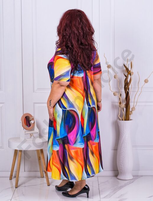 Rochie maxi cu imprimeu in degrade-aqua cod 23824-5
