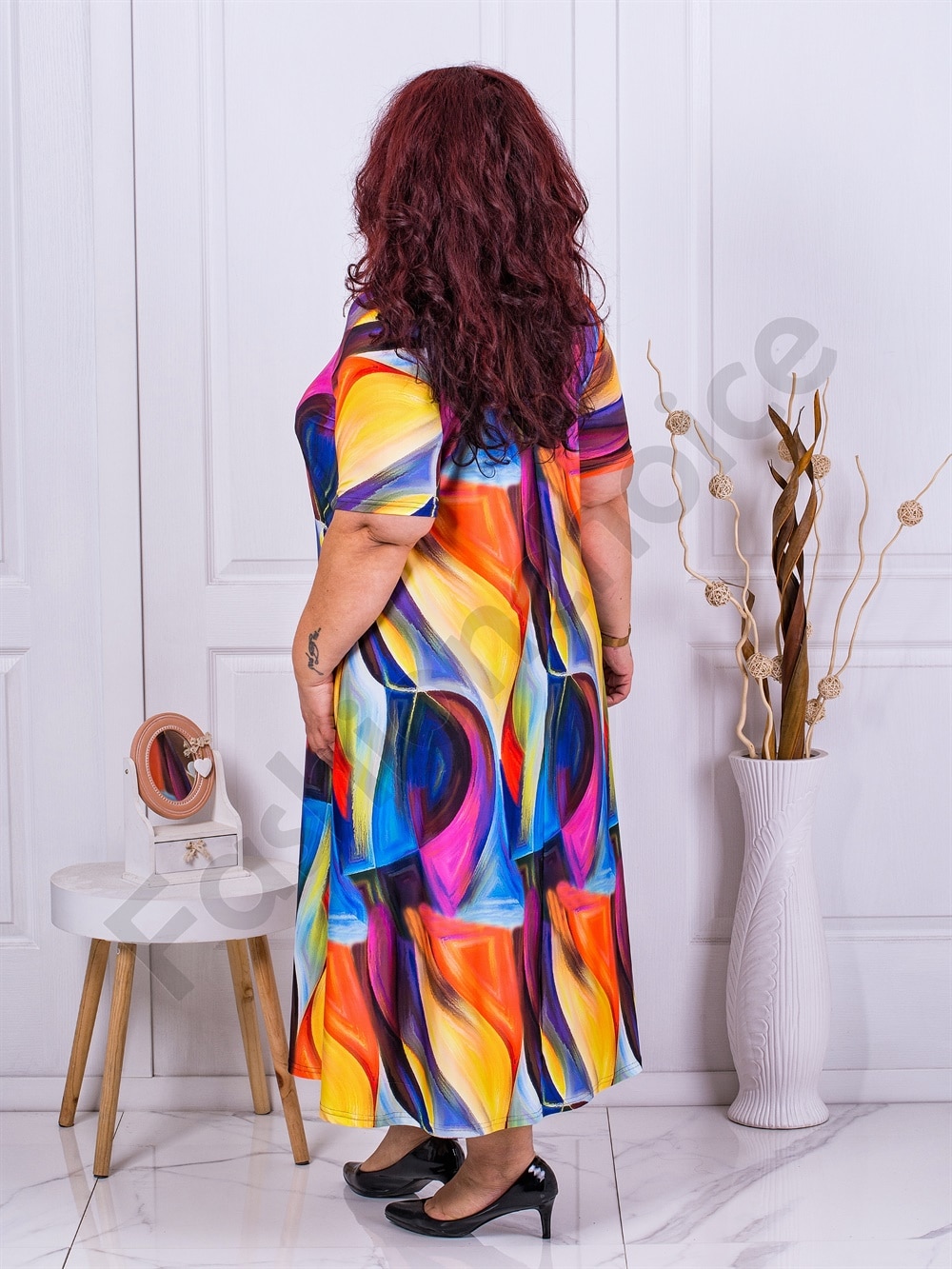 Rochie maxi cu imprimeu in degrade-aqua cod 23824-5