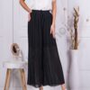 Pantalon de dama plisat cu elastic in talie-negru cod 6270