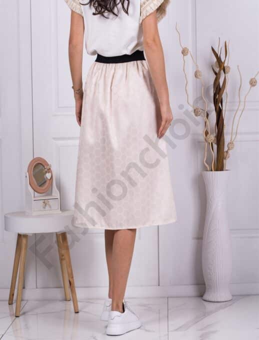 Fusta de dama eleganta cu buline-sampanie cod 2837