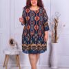 Rochie maxi plisata din sifon multicolor-albastru inchis cod 8052-2