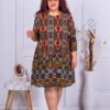 Rochie maxi plisata din sifon multicolor-kaki cod 8052-4
