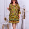 Rochie maxi plisata din sifon multicolor-verde deschis cod 8052-6