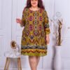 Rochie maxi plisata din sifon multicolor-verde cod 8052-7