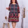 Rochie maxi plisata din sifon multicolor-negru cod 8052-9