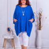 Tunica tip poncho+cadou colier-albastru regal cod 9181-5