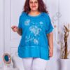 Tunica maxi cu imprimeu interesant si dantela Brussel-albastru cod 7816-1