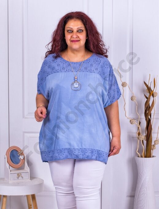 Tunica maxi cu dantela englezeasca+cadou colier-parlament cod 21233