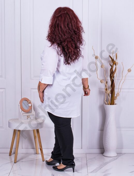 Camasa maxi cu broderie de arta-alb cod 1357-2