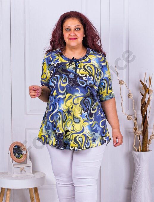 Tunica maxi cu imprimeu colorat-galben cod 1348