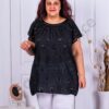 Tunica maxi cu broderie englezeasca-negru cod 9221