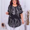 Tunica maxi cu efect stropit alb si franjuri cod 2668