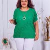 Bluza maxi din material in relief+cadou colier-verde inchis cod 23937-2