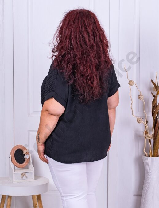 Bluza maxi din material in relief+cadou colier-negru cod 23937