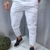Pantalon sport-elegant clasic cu buzunare italiene-alb cod 7270