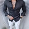 Camasa Italiana din In cu guler-negru cod 6801