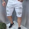 Blugi scurti cu patch-uri si inscrisuri-alb cod 229-1