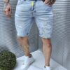 Blugi scurti cu curea in doua culori-albastru deschis cod 70186