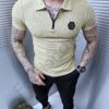Bluza din material in relief cu fermoar-capucino cod 6085-2
