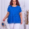 Tunica maxi cu broderie englezeasca si bordura din dantela-albastru regal cod 9151-7