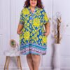 Rochie sport-elegant cu elemente multicolor-albastru regal/galben cod 3523