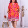 Rochie sport-elegant cu elemente multicolor-fucsia/orange cod 3523-2