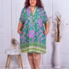 Rochie sport-elegant cu elemente multicolor-verde/mov cod 3523-3