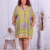 Rochie sport-elegant cu elemente multicolor-verde deschis/mov cod 3523-4