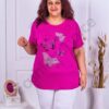 Bluza maxi cu aplicatie fluturi-magenta cod 9824-3