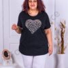 Bluza maxi cu aplicatie inima-negru cod 9826