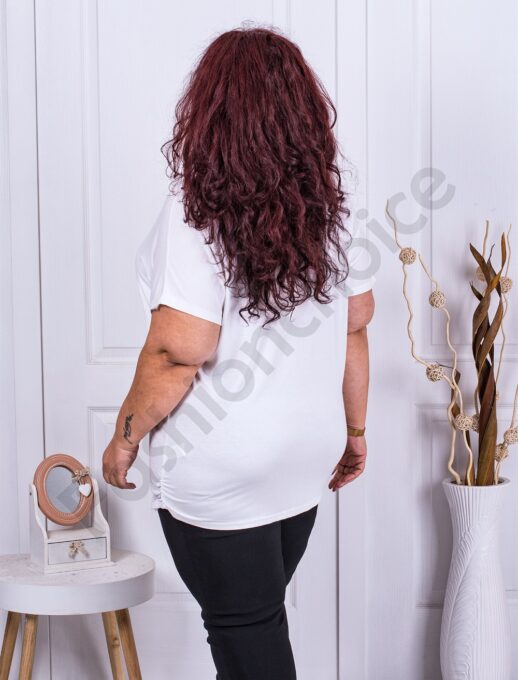 Bluza maxi cu aplicatie inima-alb cod 9826-1