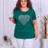 Bluza maxi cu aplicatie inima-verde cod 9826-2