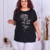 Bluza maxi cu imprimeu trandafir din pietricele finute-negru cod 6206