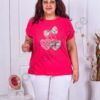 Bluza maxi cu aplicatie inimi din paiete multicolor-coral cod 2663-1