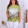 Bluza maxi cu imprimeu in degrade si print floral-lime cod 2678-2