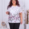 Bluza maxi cu imprimeu in degrade si print floral-alb cod 2678-4