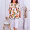 Tunica maxi in cloj cu imprimeu floral-alb cod 6092-1
