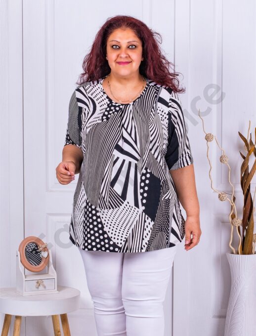 Tunica maxi cu imprimeu negru/alb cod 23004