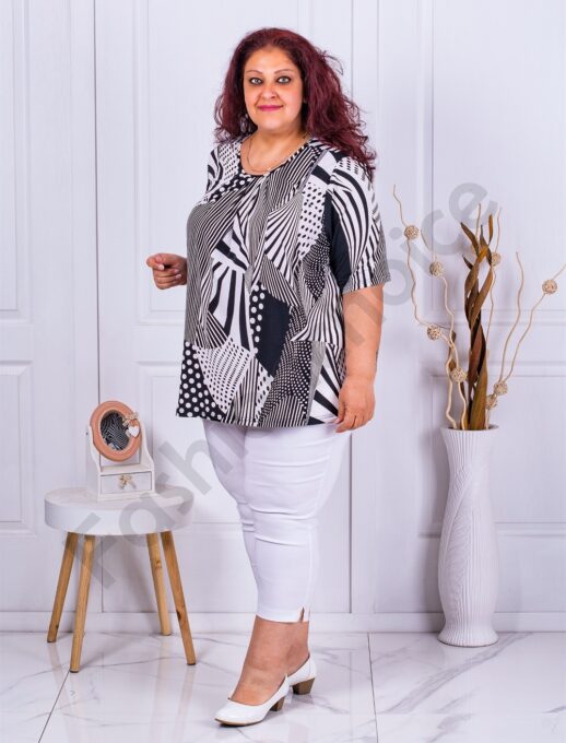 Tunica maxi cu imprimeu negru/alb cod 23004