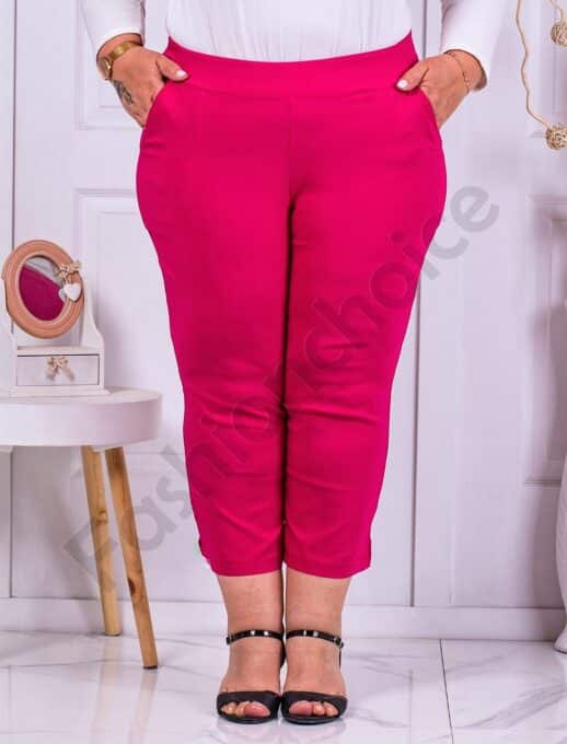 Pantalon maxi cu efect Push Up si lungime 7/8-fucsia cod 23226-1