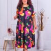 Rochie maxi in cloj cu desen din nuante multicolor cod 23824-9