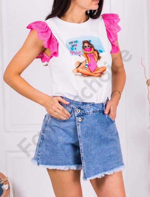 Bluza moderna cu aplicatie Melon-roz Cod 287-3