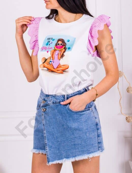Bluza moderna cu aplicatie Melon-lilac Cod 287