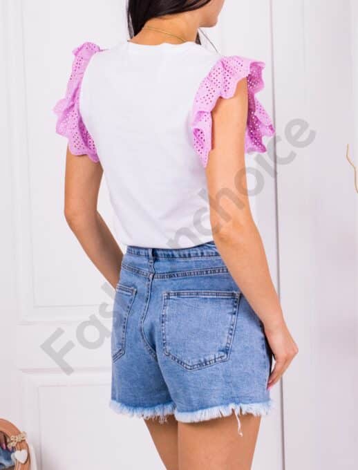 Bluza moderna cu aplicatie Melon-lilac Cod 287