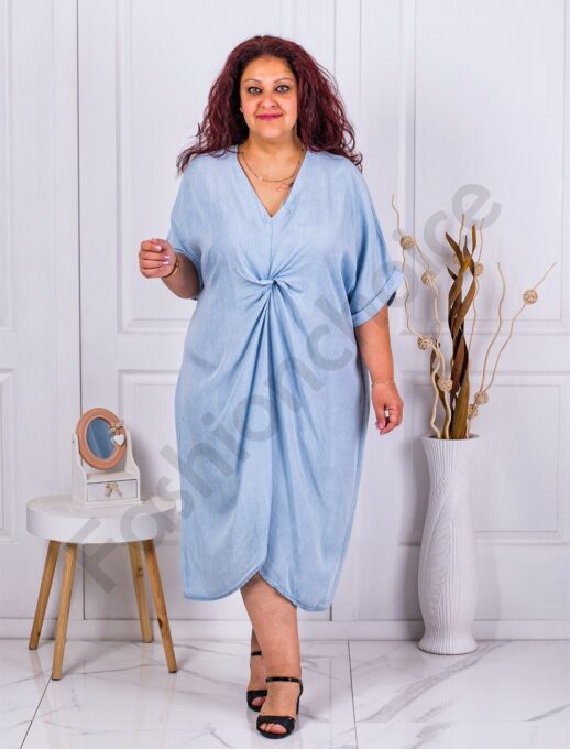 Rochie lunga din denim cu croi modern-albastru deschis cod 11925-1